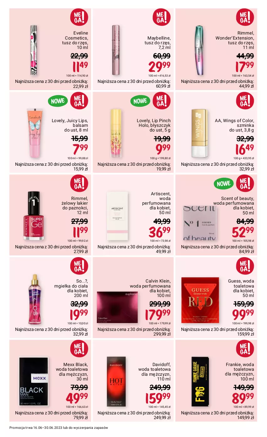 Gazetka promocyjna Rossmann - 16 czerwca - ważna 16.06 do 30.06.2023 - strona 7 - produkty: Balsam do ust, Bell, Błyszczyk do ust, Calvin Klein, Davidoff, Eveline, Inka, Lack, Lakier, Lakier do paznokci, Lovely, Maybelline, Mexx, Perfum, Szminka, Tusz, Woda, Woda perfumowana, Woda toaletowa