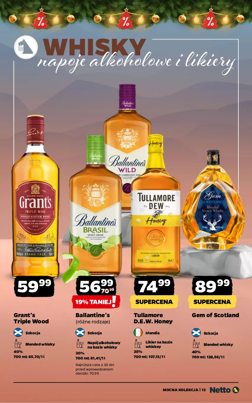 Gazetka promocyjna Netto - Alkohole - Mocne - ważna 08.12 do 21.12.2025 - strona 13 - produkty: Ballantine's, Gra, Grant's, Koc, Likier, Napój, Napoje, Whiskey, Whisky