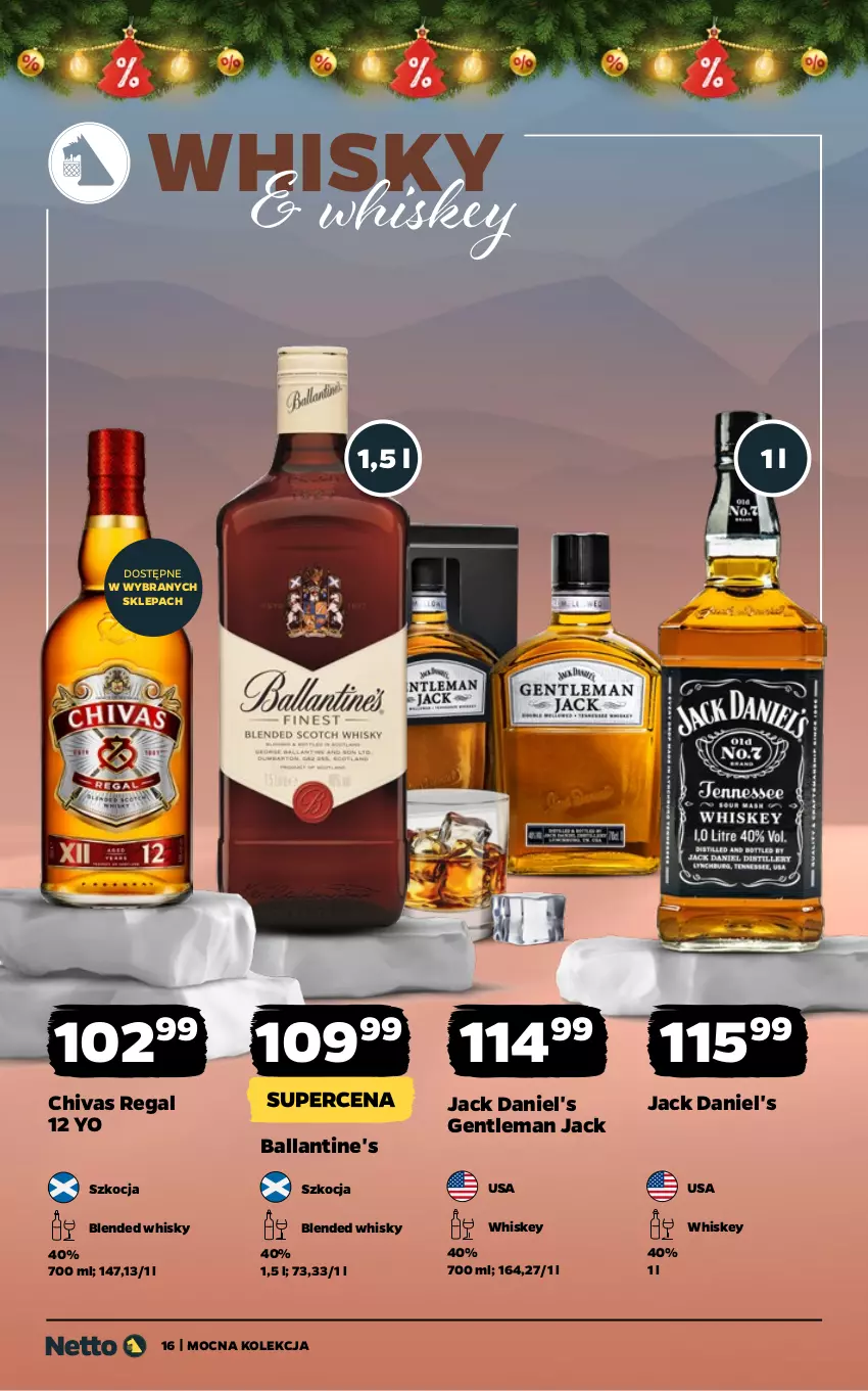 Gazetka promocyjna Netto - Alkohole - Mocne - ważna 08.12 do 21.12.2025 - strona 16 - produkty: Ballantine's, Jack Daniel's, Koc, Whiskey, Whisky
