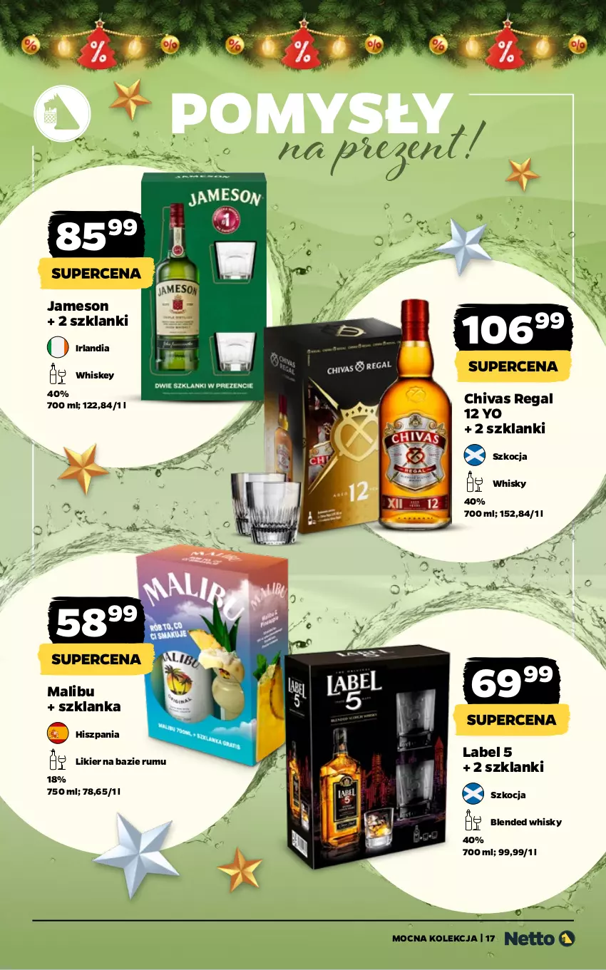 Gazetka promocyjna Netto - Alkohole - Mocne - ważna 08.12 do 21.12.2025 - strona 17 - produkty: Jameson, Koc, Lanki, Likier, Malibu, Rum, Szklanka, Whiskey, Whisky