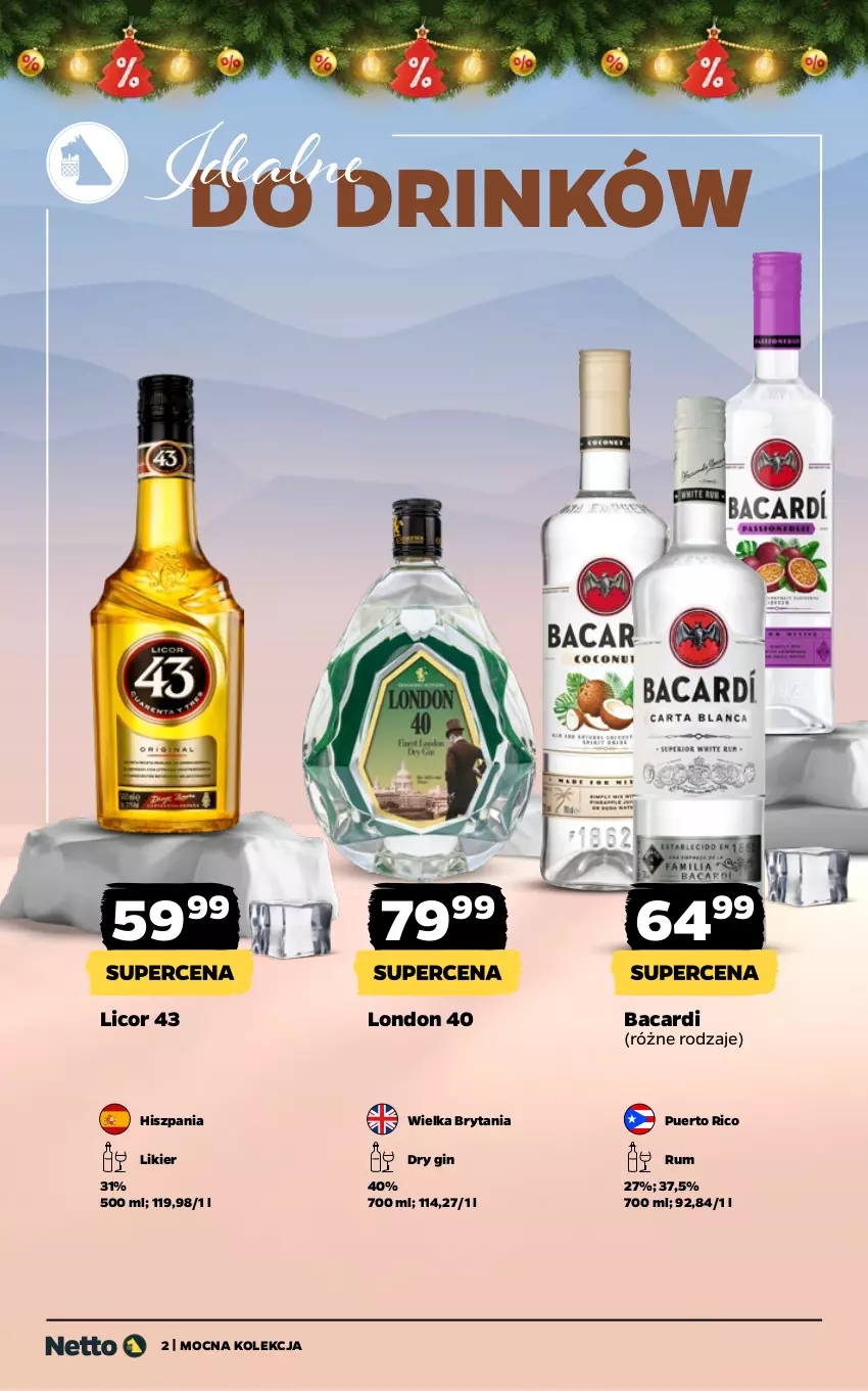 Gazetka promocyjna Netto - Alkohole - Mocne - ważna 08.12 do 21.12.2025 - strona 2 - produkty: Bacardi, Gin, Likier, Rum