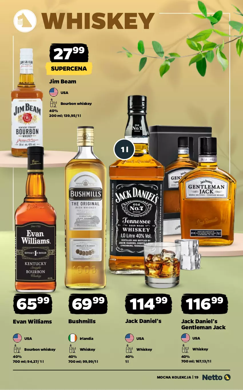 Gazetka promocyjna Netto - Alkohole - Mocne - ważna 13.04 do 26.04.2026 - strona 19 - produkty: Bourbon, Bushmills, Iams, Jack Daniel's, Jim Beam, Whiskey
