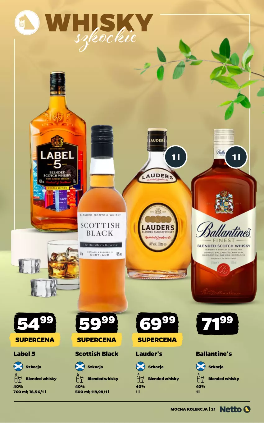 Gazetka promocyjna Netto - Alkohole - Mocne - ważna 13.04 do 26.04.2026 - strona 21 - produkty: Ballantine's, Koc, Lack, Lauder's, Whisky