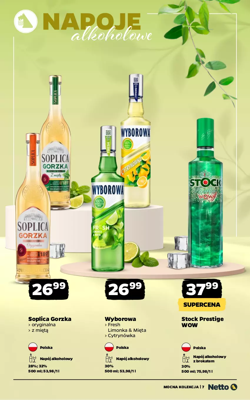 Gazetka promocyjna Netto - Alkohole - Mocne - ważna 13.04 do 26.04.2026 - strona 7 - produkty: Gin, Limonka, Mięta, Napój, Napoje, Soplica, Stock, Wyborowa