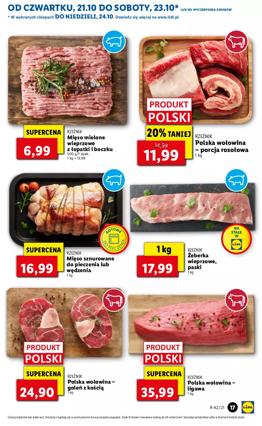 Gazetka promocyjna Lidl - GAZETKA - ważna 21.10 do 24.10.2021 - strona 17 - produkty: Mięso, Mięso mielone, Piec, Por, Wołowina