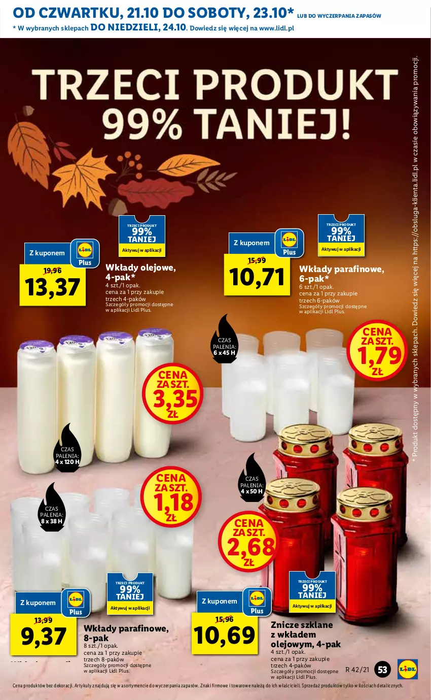 Gazetka promocyjna Lidl - GAZETKA - ważna 21.10 do 24.10.2021 - strona 53 - produkty: Olej, Znicz