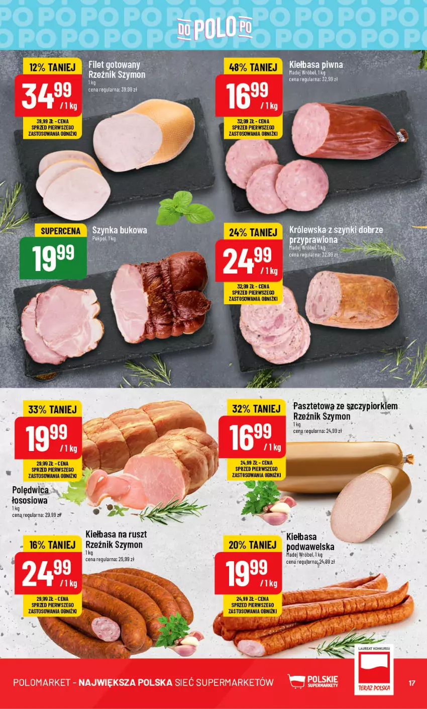 Gazetka promocyjna PoloMarket - Gazetka pomocyjna - ważna 02.08 do 08.08.2023 - strona 17 - produkty: Kiełbasa, Kiełbasa piwna, Madej Wróbel, Polędwica, Sos, Szynka, Wawel