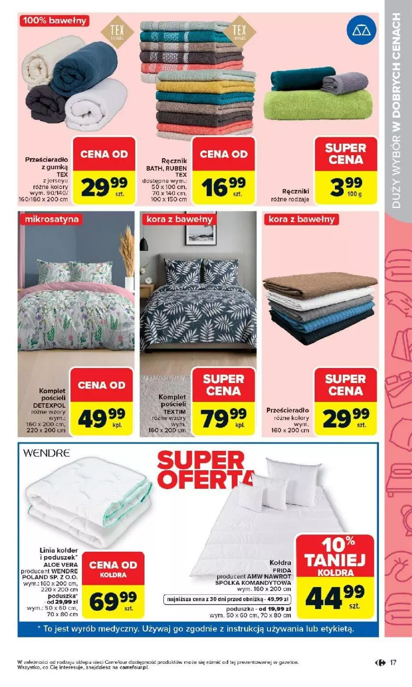 Gazetka promocyjna Carrefour - Gazetka Łap super okazje od poniedziałku! - ważna 13.04 do 26.04.2026 - strona 17 - produkty: Kołdra, Poduszka, Pościel, Prześcieradło, Ręcznik