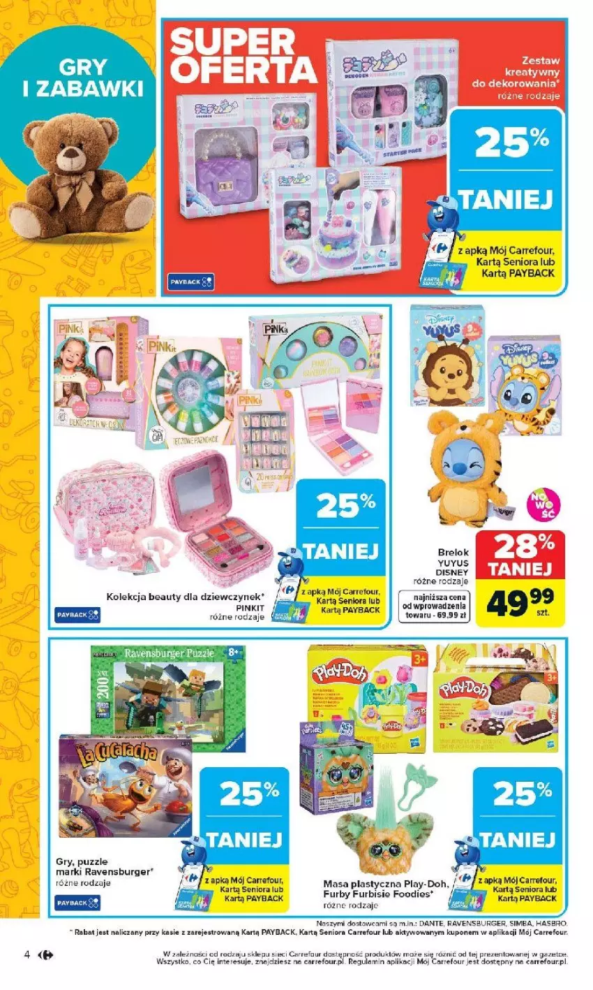 Gazetka promocyjna Carrefour - Gazetka Łap super okazje od poniedziałku! - ważna 13.04 do 26.04.2026 - strona 4 - produkty: Burger, Disney, Fa, Gry, Hasbro, Play-Doh, Puzzle, Ravensburger