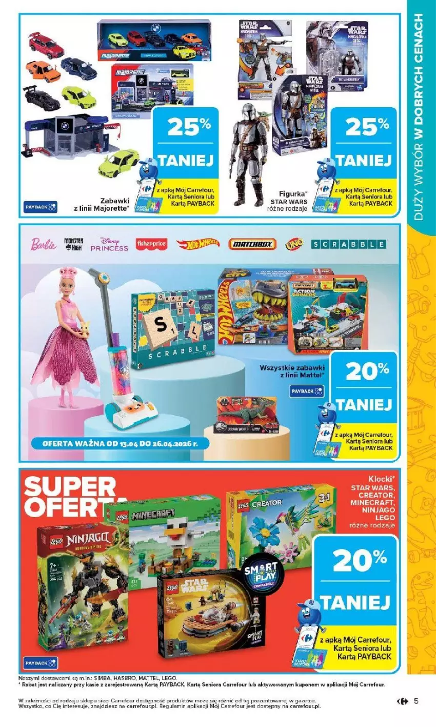 Gazetka promocyjna Carrefour - Gazetka Łap super okazje od poniedziałku! - ważna 13.04 do 26.04.2026 - strona 5 - produkty: Fa, Klocki, LEGO, Minecraft, Ser, Star Wars