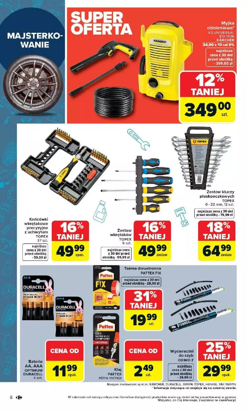 Gazetka promocyjna Carrefour - Gazetka Łap super okazje od poniedziałku! - ważna 13.04 do 26.04.2026 - strona 8 - produkty: Duracell, Klej, Top, Wkręt, Zestaw kluczy