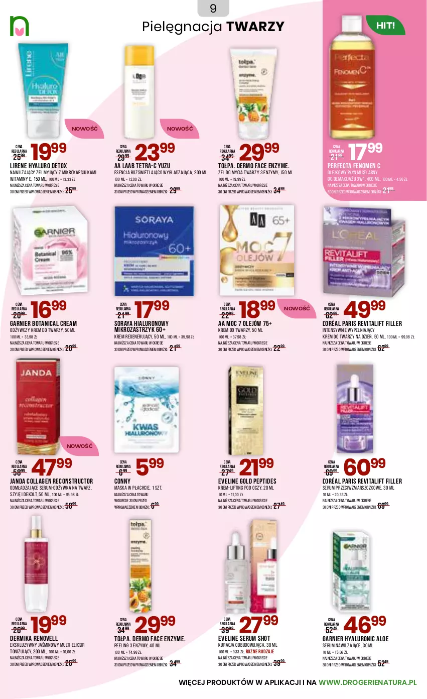 Gazetka promocyjna Drogerie Natura - Gazetka Drogerie Natura - ważna 10.11 do 26.11.2025 - strona 9 - produkty: Dermika, Eveline, Fa, Garnier, Krem do twarzy, Krem regenerujący, Lirene, Makijaż, Mars, Maska, Maska w płachcie, Odmładzające serum, Odżywka, Okap, Olej, Peeling, Perfecta, Płyn micelarny, Rum, Ser, Serum, Tołpa