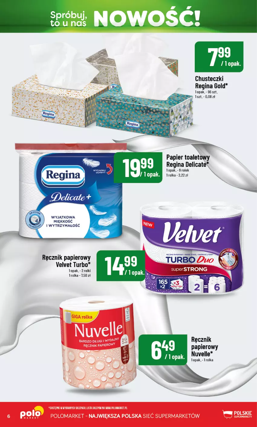 Gazetka promocyjna PoloMarket - Katalog Nowości - ważna 19.08 do 19.09.2026 - strona 6 - produkty: Chusteczki, Gin, Papier, Papier toaletowy, Ręcznik, Rolki, Velvet
