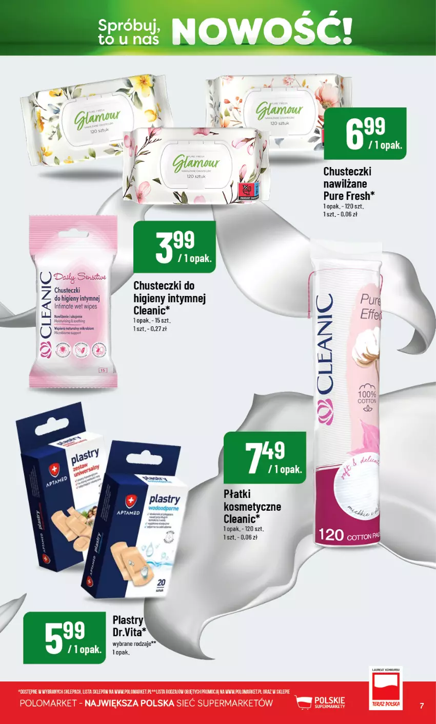 Gazetka promocyjna PoloMarket - Katalog Nowości - ważna 19.08 do 19.09.2026 - strona 7 - produkty: Chusteczki, Cleanic, Laur, Płatki kosmetyczne, Pur