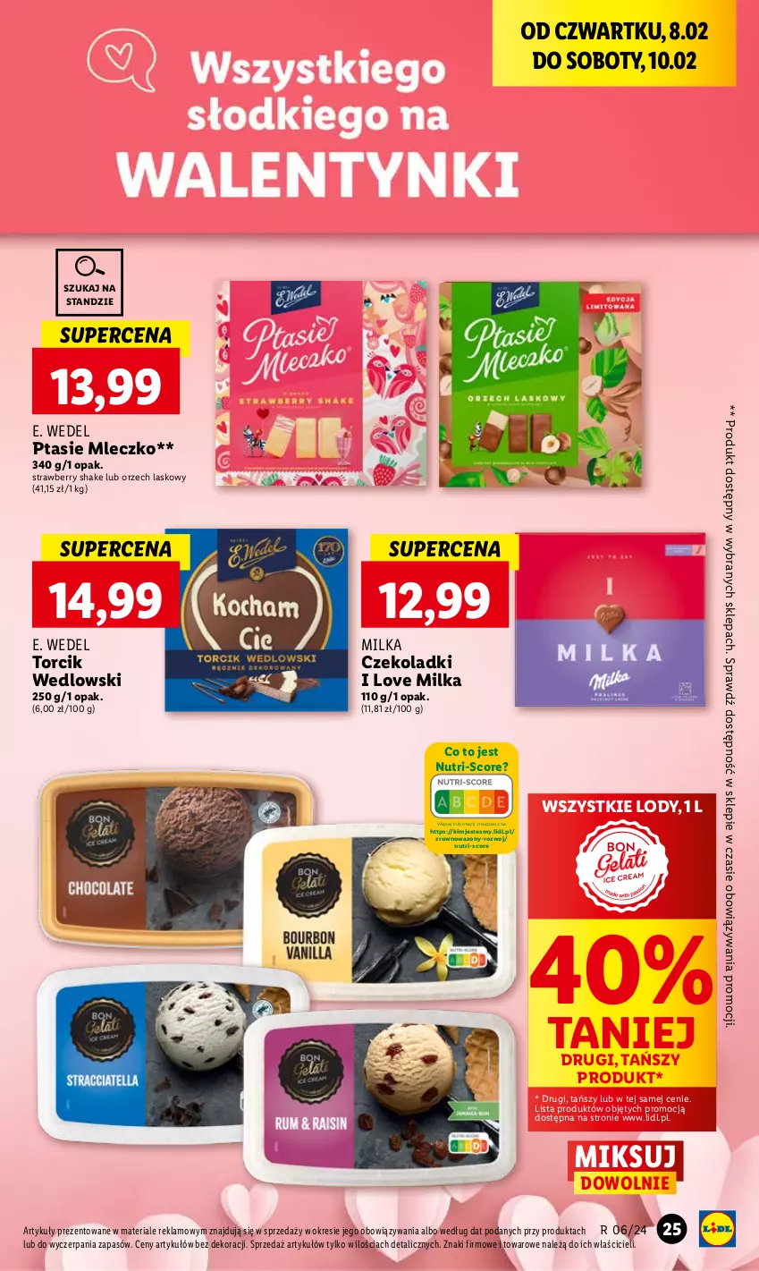 Gazetka promocyjna Lidl - GAZETKA - ważna 08.02 do 10.02.2024 - strona 29 - produkty: E. Wedel, Lody, Milka, Mleczko, Ptasie mleczko, Wazon