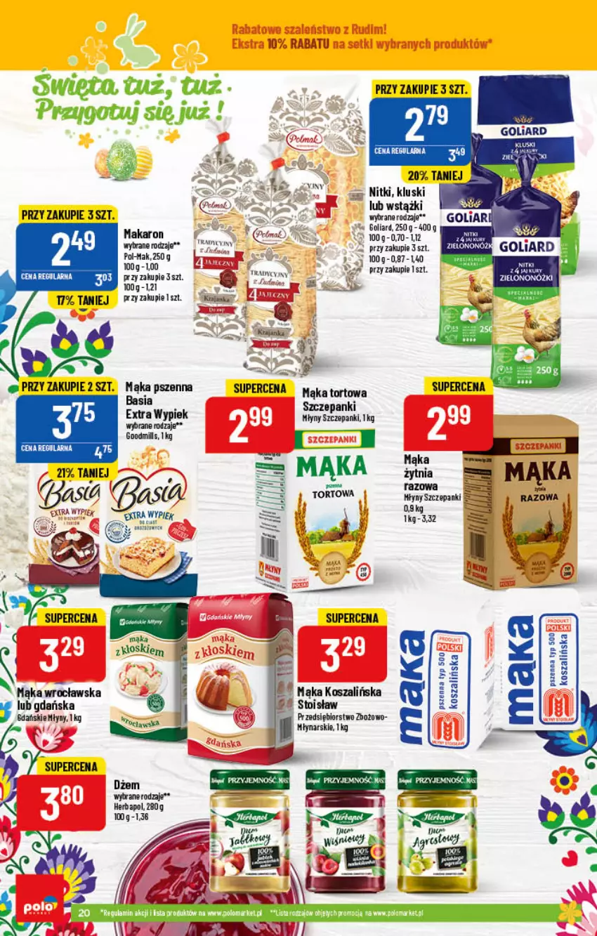 Gazetka promocyjna PoloMarket - Gazetka pomocyjna - ważna 23.03 do 29.03.2022 - strona 20 - produkty: Dżem, Feta, Goliard, Mąka, Mąka tortowa