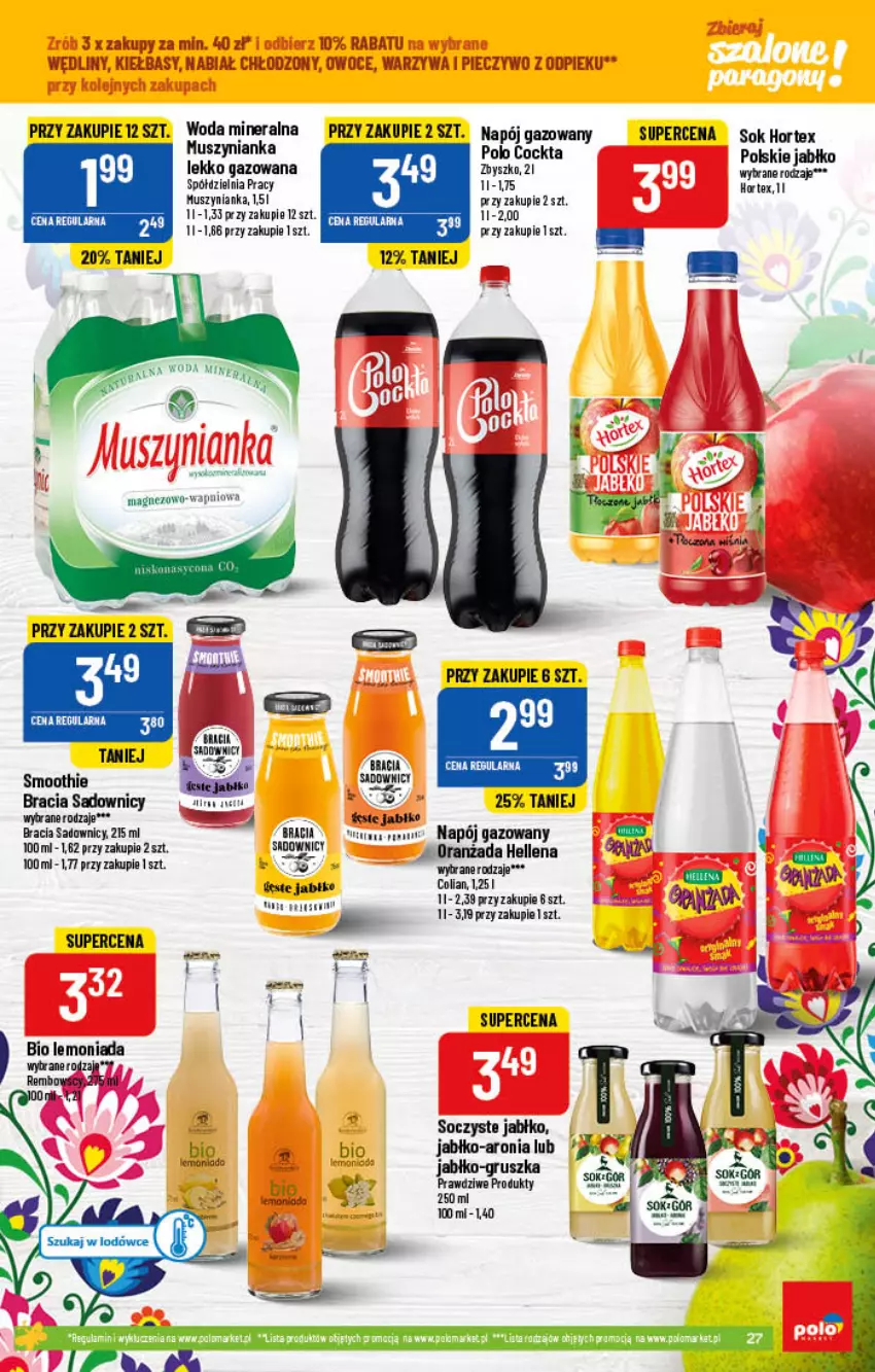 Gazetka promocyjna PoloMarket - Gazetka pomocyjna - ważna 23.03 do 29.03.2022 - strona 27 - produkty: Aronia, Hellena, Hortex, Lemoniada, Magnez, Mus, Muszynianka, Napój, Napój gazowany, Oranżada, Sok, Woda, Woda mineralna