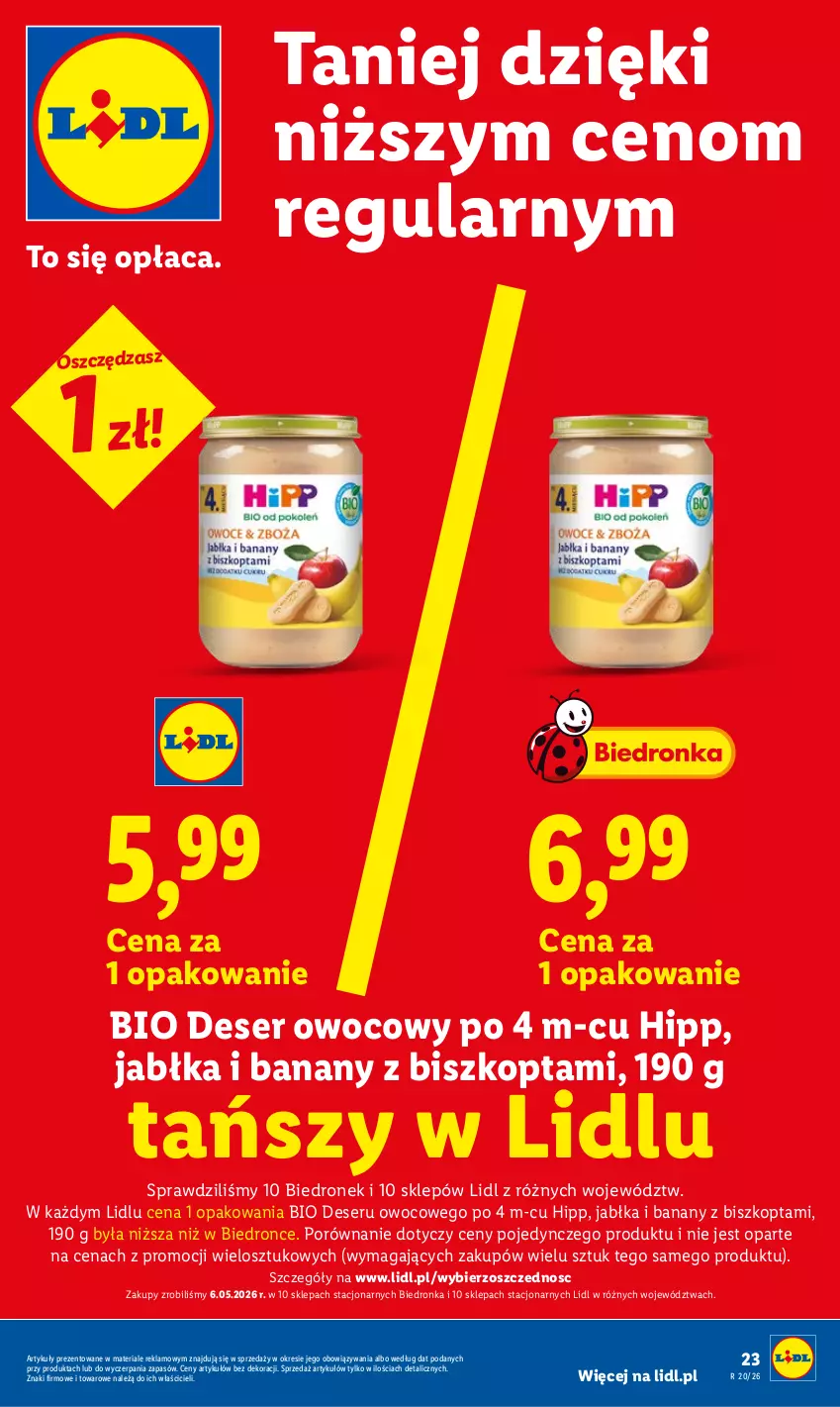 Gazetka promocyjna Lidl - Gazetka ważna od 14.05 do 16.05 - ważna 14.05 do 16.05.2026 - strona 23 - produkty: Banany, Deser, Deser owocowy, HiPP, Jabłka, Por, Ser