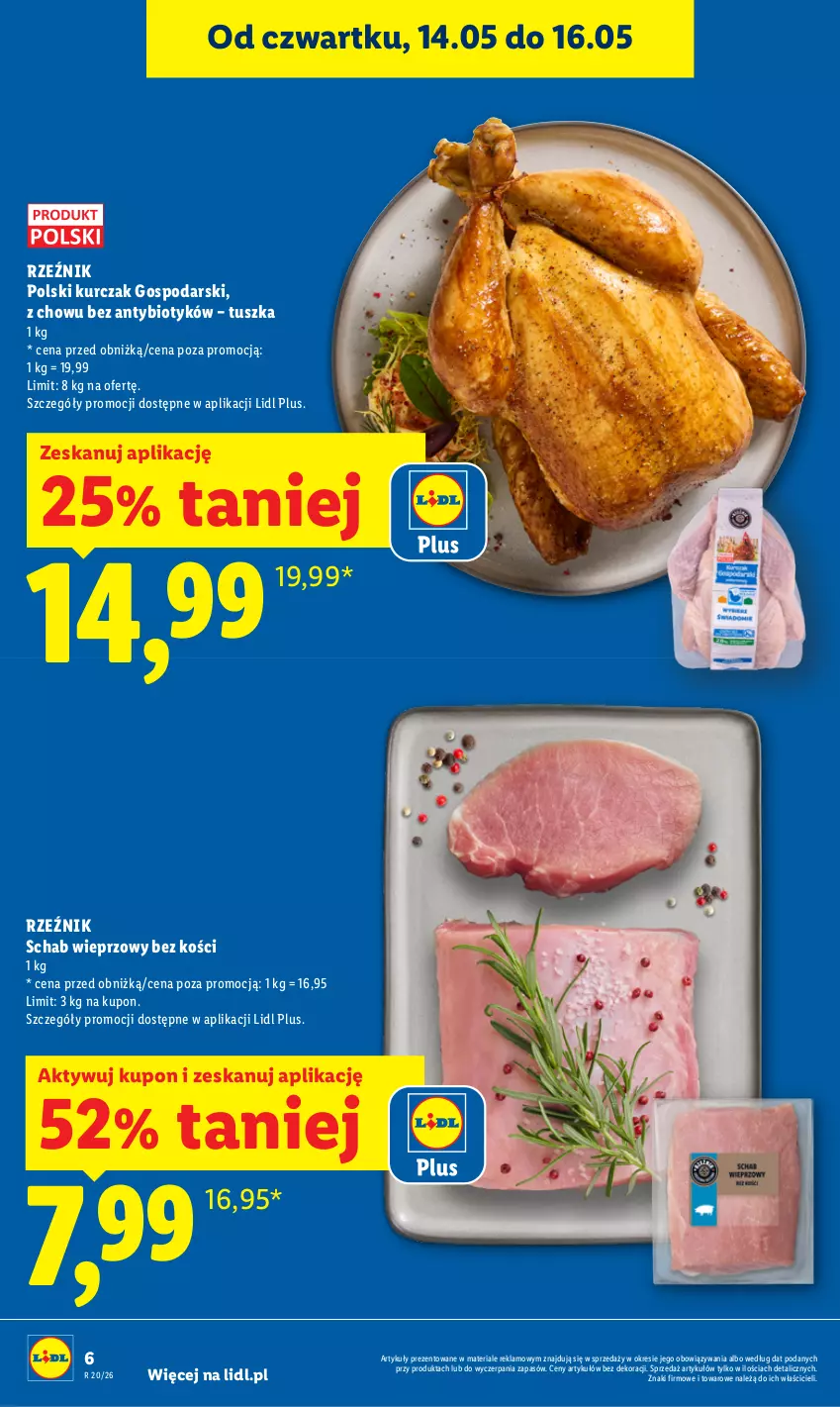 Gazetka promocyjna Lidl - Gazetka ważna od 14.05 do 16.05 - ważna 14.05 do 16.05.2026 - strona 6 - produkty: Kurczak, Schab wieprzowy, Tusz