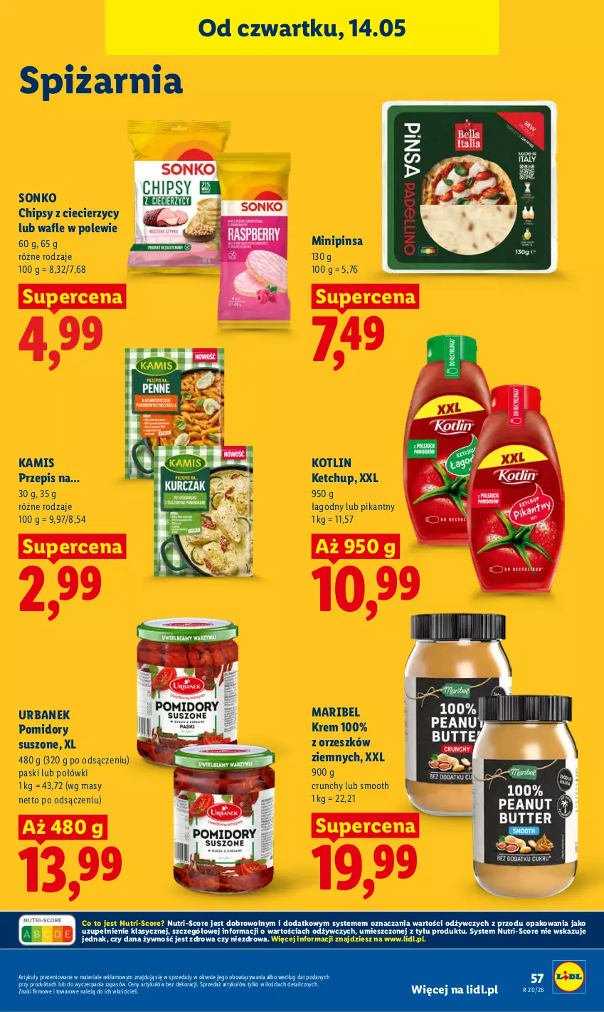 Gazetka promocyjna Lidl - Gazetka ważna od 14.05 do 16.05 - ważna 14.05 do 16.05.2026 - strona 61 - produkty: Chipsy, Kamis, Ketchup, Kotlin, Pomidory, Sonko, Wafle