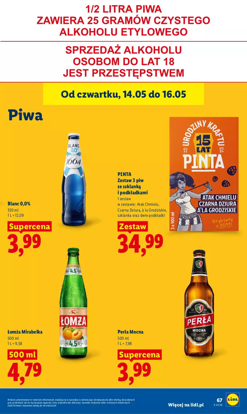 Gazetka promocyjna Lidl - Gazetka ważna od 14.05 do 16.05 - ważna 14.05 do 16.05.2026 - strona 73 - produkty: Perła, Piwa, Podkład, Podkładka, Szklanka