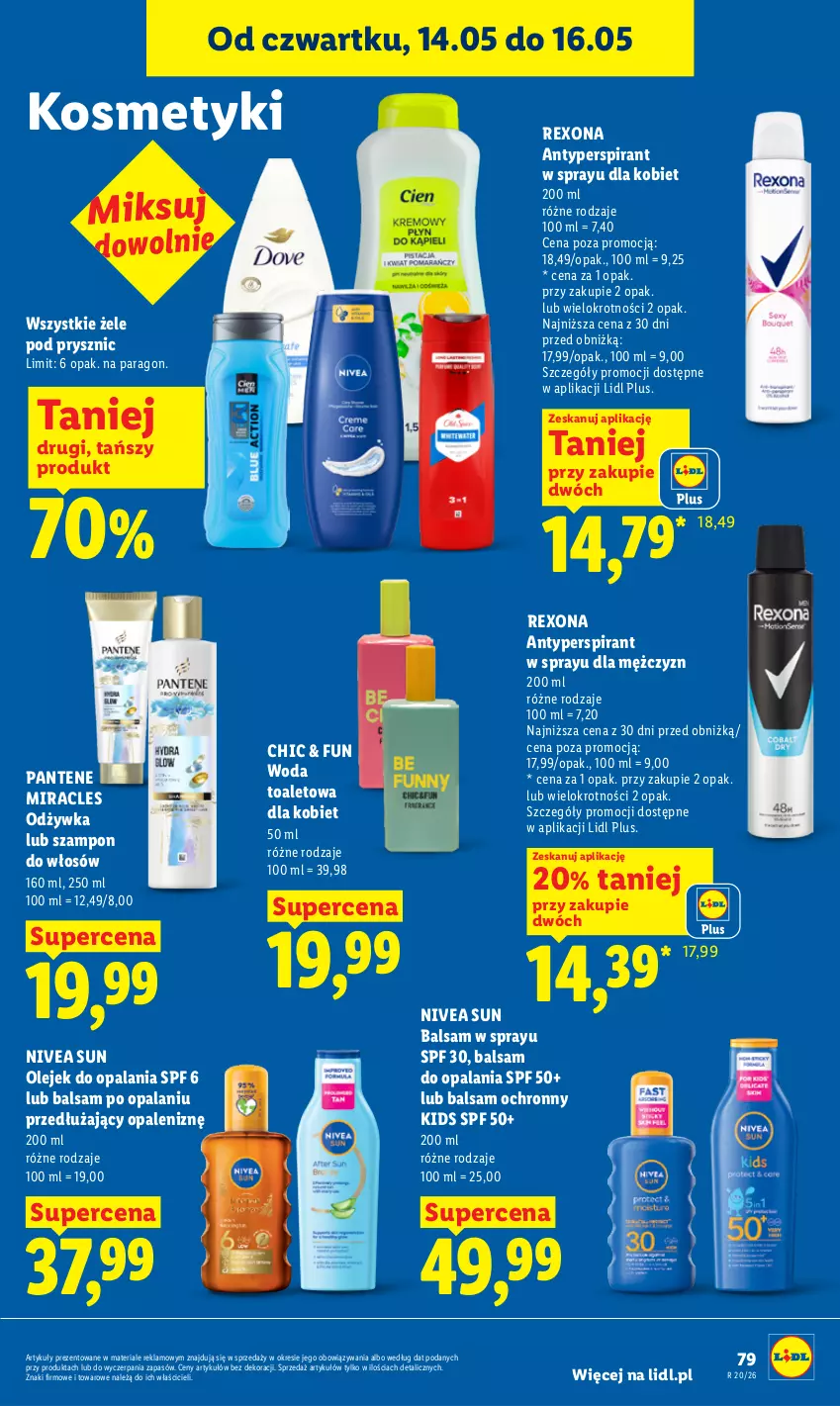 Gazetka promocyjna Lidl - Gazetka ważna od 14.05 do 16.05 - ważna 14.05 do 16.05.2026 - strona 85 - produkty: Antyperspirant, Nivea, Odżywka, Olej, Pantene, Rexona, Szampon, Woda, Woda toaletowa