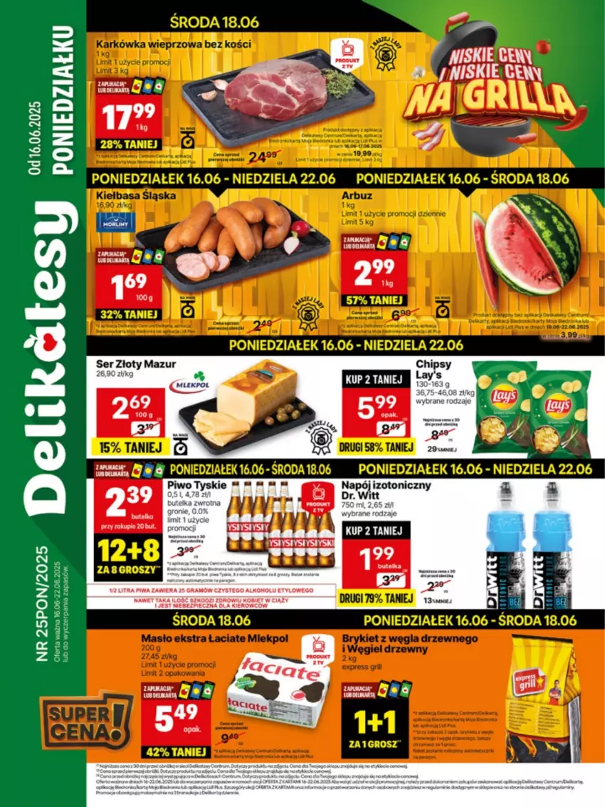 Gazetka promocyjna Delikatesy Centrum - Franczyza DC25 Poniedziałek - ważna 16.06 do 22.06.2025 - strona 1 - produkty: Gra, Nike, Piec, Piwa, Ser, Złoty Mazur