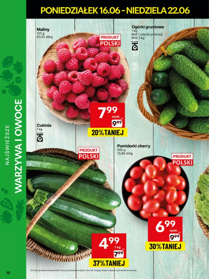 Gazetka promocyjna Delikatesy Centrum - Franczyza DC25 Poniedziałek - ważna 16.06 do 22.06.2025 - strona 10 - produkty: Maliny, Owoce, Pomidorki, Ser, Warzywa, Warzywa i owoce