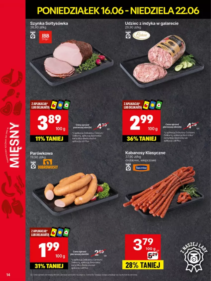 Gazetka promocyjna Delikatesy Centrum - Franczyza DC25 Poniedziałek - ważna 16.06 do 22.06.2025 - strona 14 - produkty: Gala, Kabanos, Leon, Rum, Szynka, Udziec z indyka, Udziec z indyka w galarecie