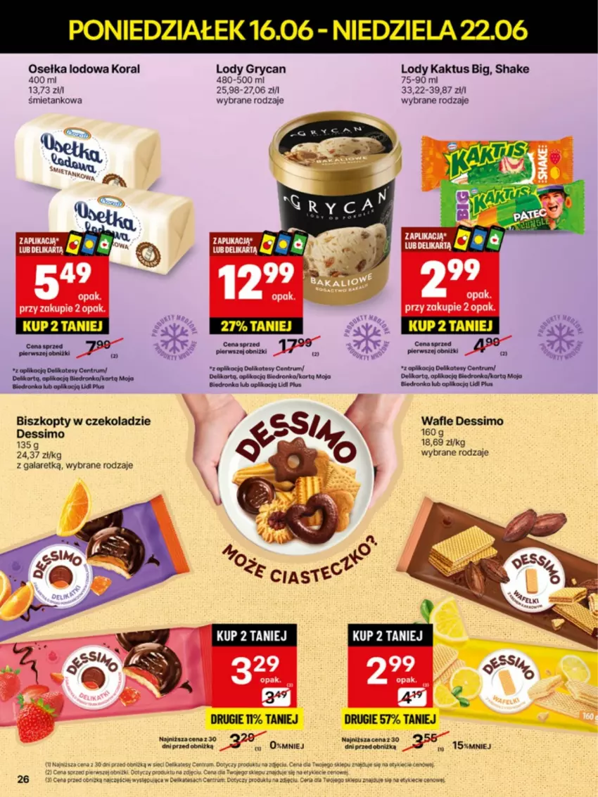 Gazetka promocyjna Delikatesy Centrum - Franczyza DC25 Poniedziałek - ważna 16.06 do 22.06.2025 - strona 26 - produkty: Biszkopty, Gala, Gry, Kaktus, Lody, Rum, Ryż, Wafle