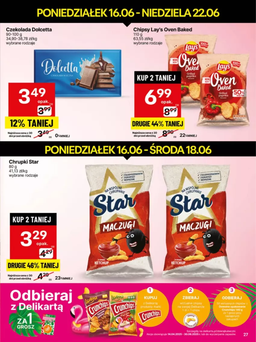 Gazetka promocyjna Delikatesy Centrum - Franczyza DC25 Poniedziałek - ważna 16.06 do 22.06.2025 - strona 27 - produkty: Chipsy, Chrupki, Czekolada