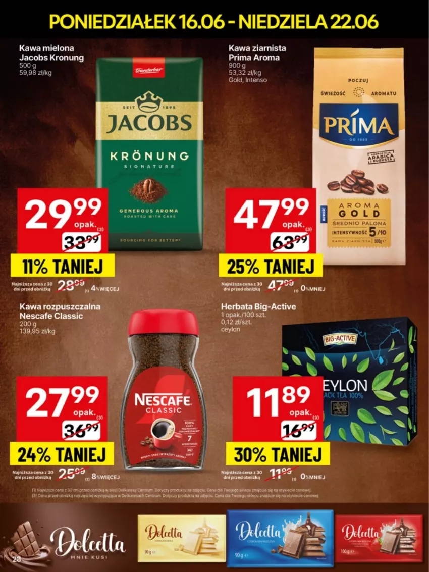 Gazetka promocyjna Delikatesy Centrum - Franczyza DC25 Poniedziałek - ważna 16.06 do 22.06.2025 - strona 28 - produkty: Jacobs, Kawa, Kawa mielona, Kawa rozpuszczalna, Kawa ziarnista, LG, Prima, Rum
