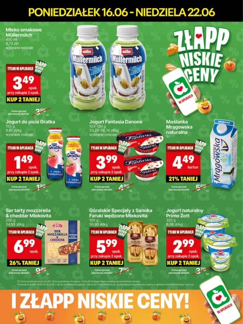 Gazetka promocyjna Delikatesy Centrum - Franczyza DC25 Poniedziałek - ważna 16.06 do 22.06.2025 - strona 39 - produkty: Danone, Fa, Fanta, Gra, Jogurt, Maślanka, Mozzarella, Ser