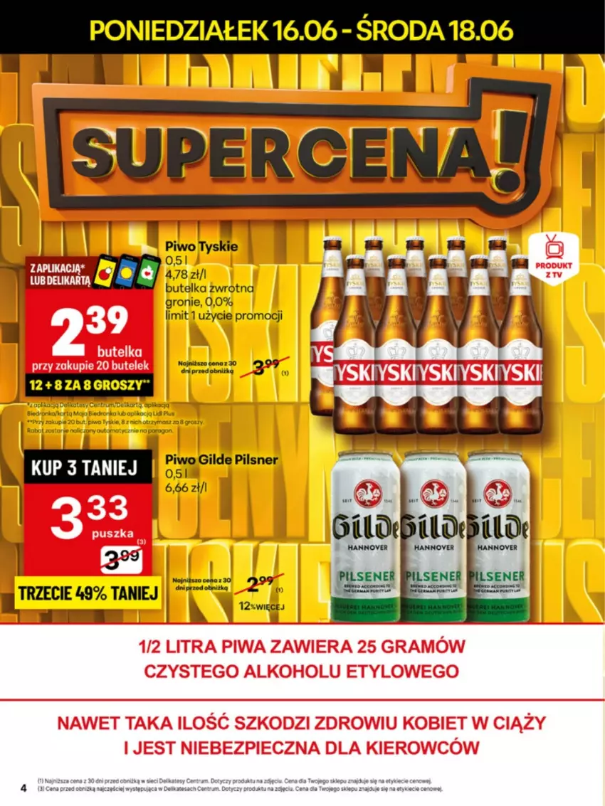 Gazetka promocyjna Delikatesy Centrum - Franczyza DC25 Poniedziałek - ważna 16.06 do 22.06.2025 - strona 4 - produkty: Koc, Orka, Piwo, Rum, Tyskie