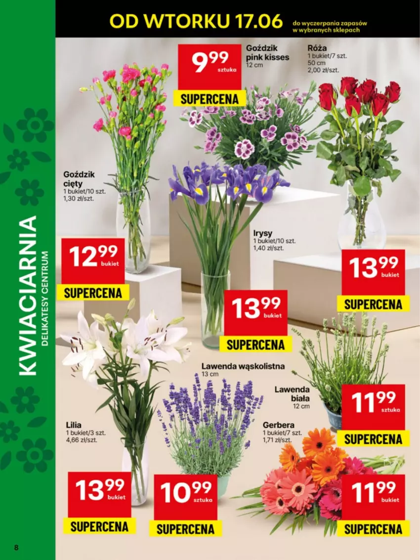 Gazetka promocyjna Delikatesy Centrum - Franczyza DC25 Poniedziałek - ważna 16.06 do 22.06.2025 - strona 8 - produkty: Bukiet, Gerber, Róża