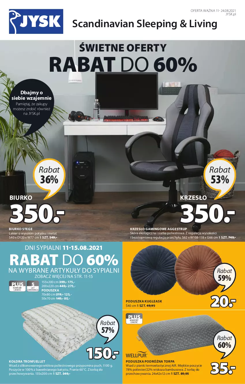 Gazetka promocyjna Jysk - Oferta tygodnia - ważna 11.08 do 24.08.2021 - strona 2 - produkty: Biurko, Kołdra, Krzesło, Lakier, Mięta, Poduszka, Siatka, Sok, Top