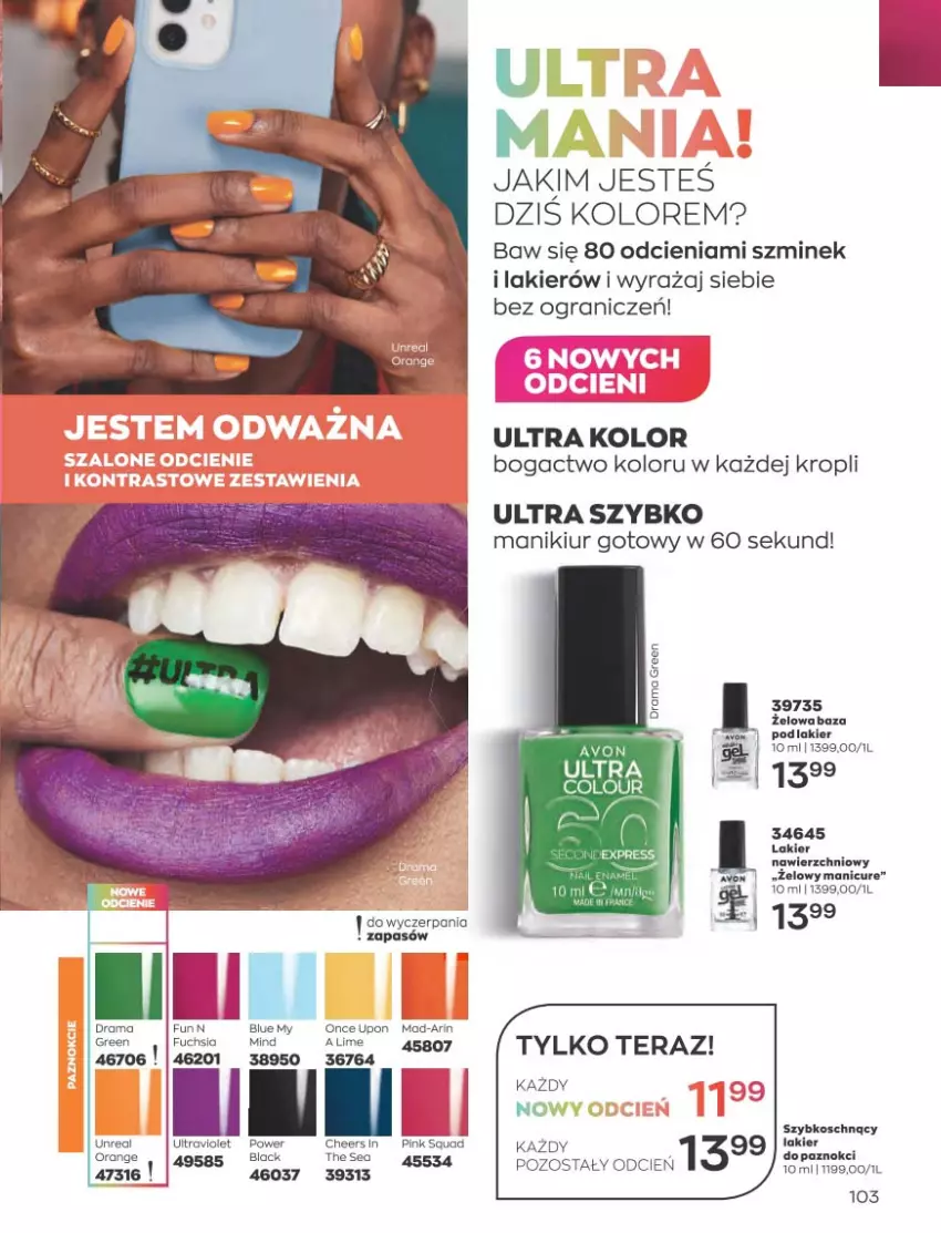 Gazetka promocyjna Avon - Katalog Avon 2/2023 kampania luty - ważna 01.02 do 28.02.2023 - strona 103 - produkty: Cień, Gra, Lack, Lakier, Rama, Tera