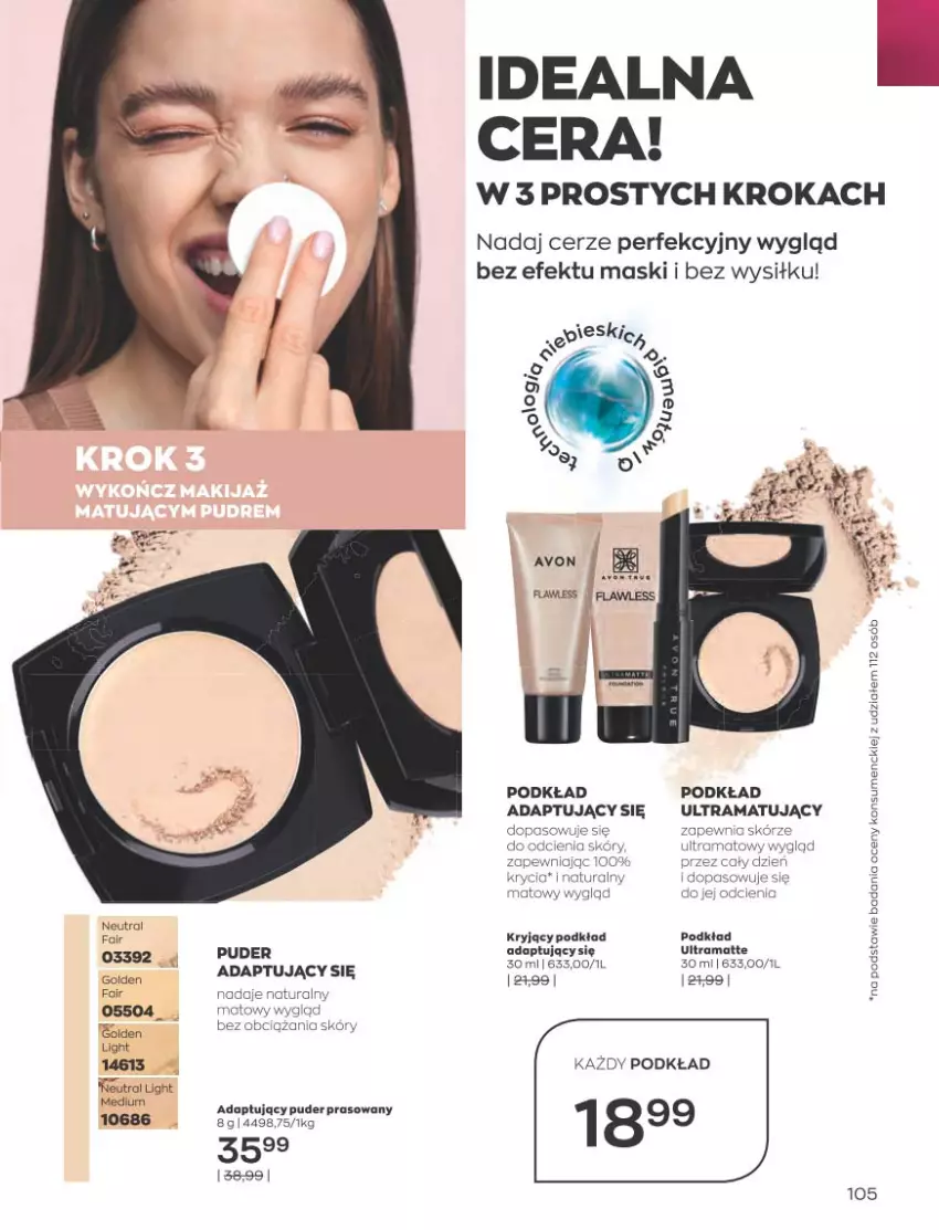 Gazetka promocyjna Avon - Katalog Avon 2/2023 kampania luty - ważna 01.02 do 28.02.2023 - strona 105 - produkty: Danio, LG, Podkład, Puder, Puder prasowany, Rama