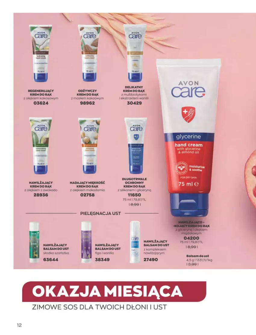 Gazetka promocyjna Avon - Katalog Avon 2/2023 kampania luty - ważna 01.02 do 28.02.2023 - strona 12 - produkty: Balsam do ust, Kakao, Kokos, Krem do rąk, Olej, Sos