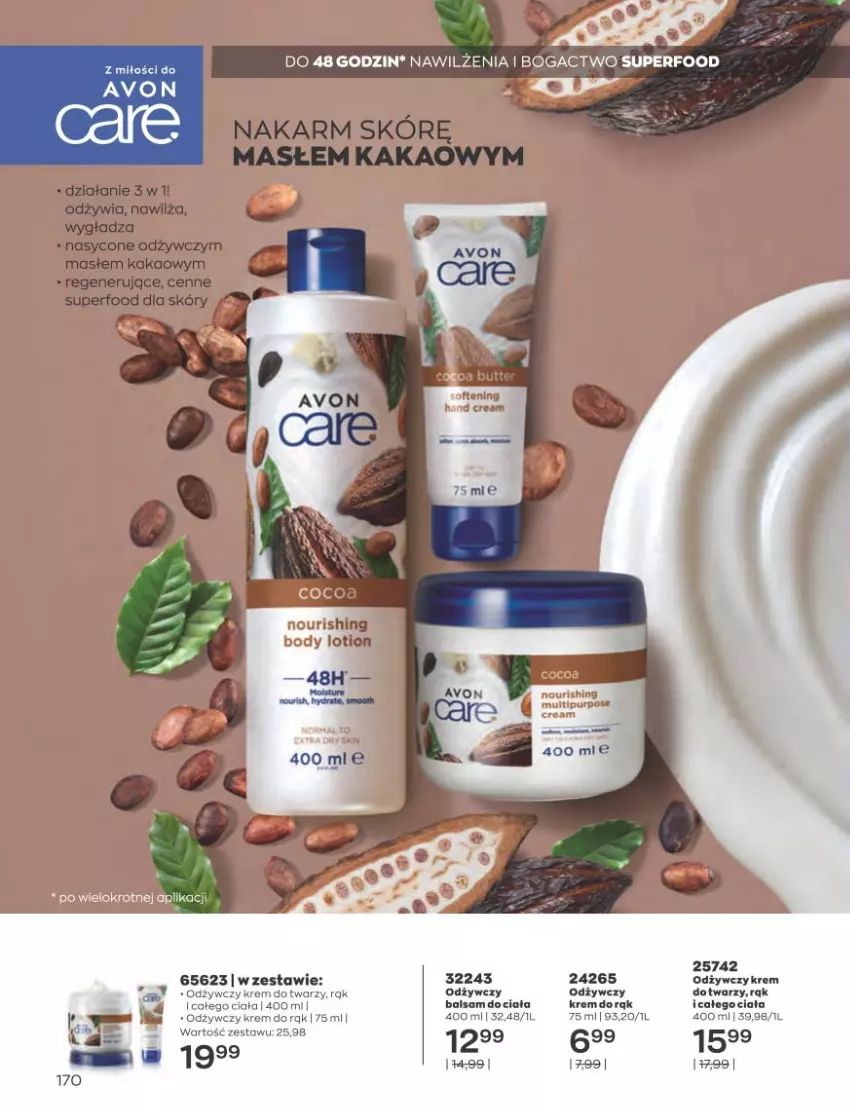 Gazetka promocyjna Avon - Katalog Avon 2/2023 kampania luty - ważna 01.02 do 28.02.2023 - strona 170 - produkty: Balsam do ciała, Kakao, Krem do rąk, Krem do twarzy