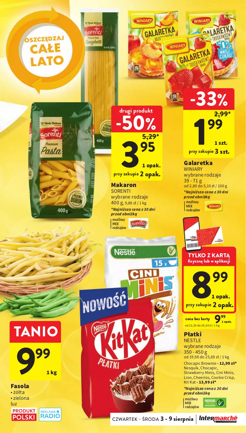 Gazetka promocyjna Intermarche - Gazetka Intermarche - ważna 03.08 do 09.09.2023 - strona 3 - produkty: Brownie, Cheerios, Cini Minis, Fa, Fasola, Gala, Galaretka, Kit Kat, Lion, Makaron, Nesquik, Winiary