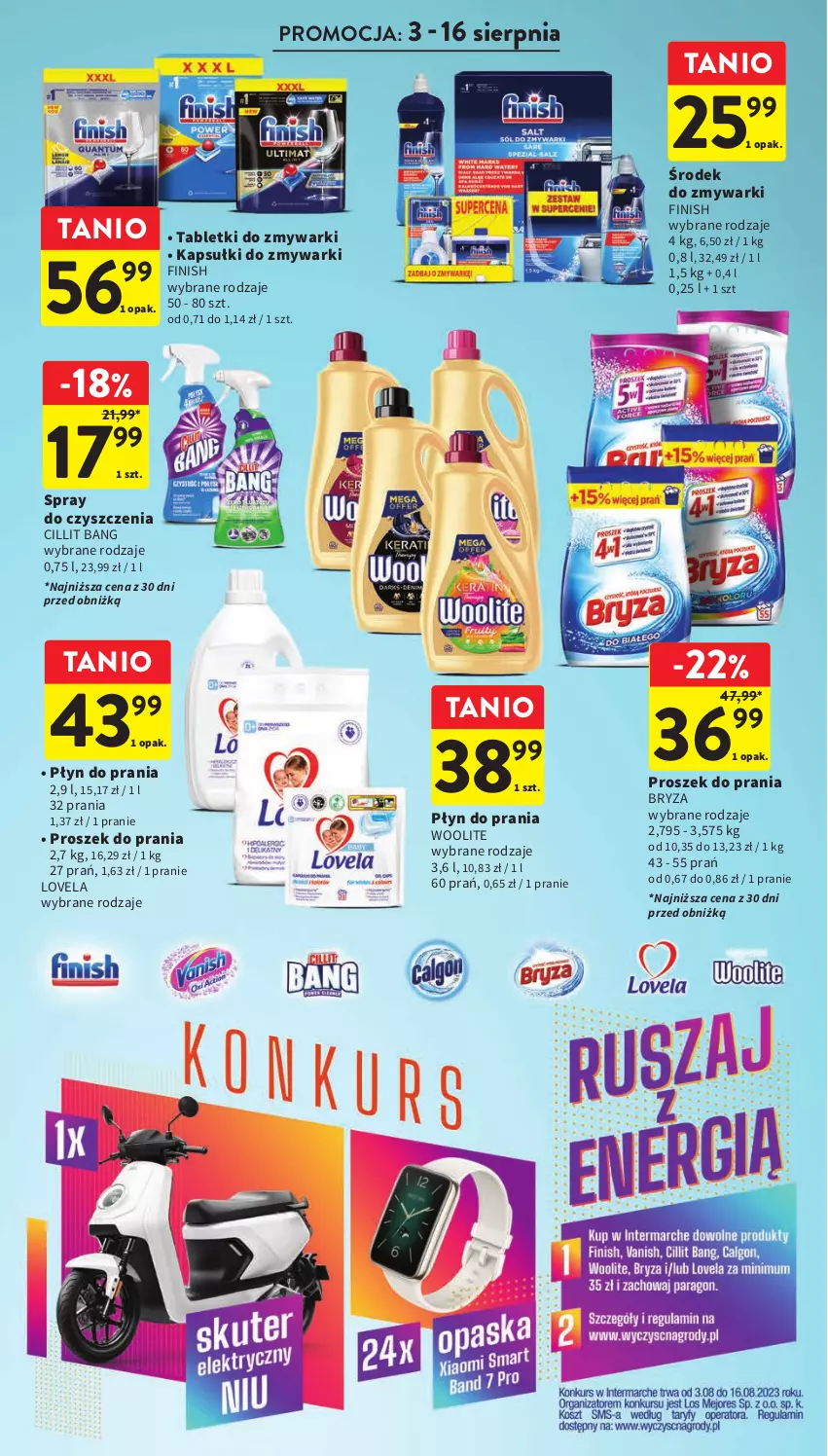 Gazetka promocyjna Intermarche - Gazetka Intermarche - ważna 03.08 do 09.09.2023 - strona 35 - produkty: Bryza, Cillit Bang, Finish, Lovela, Płyn do prania, Proszek do prania, Spray do czyszczenia, Tablet, Tabletki do zmywarki, Woolite, Zmywarki