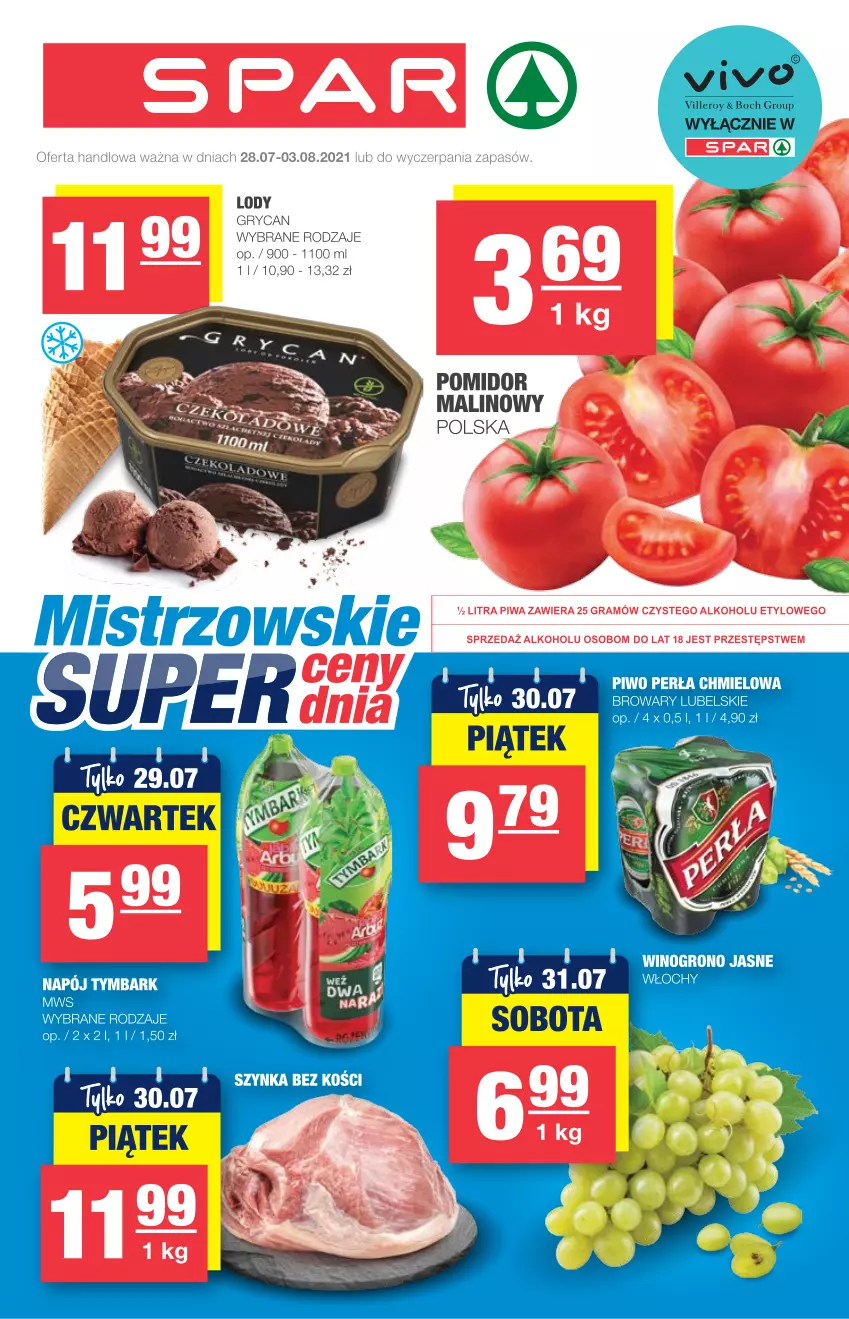 Gazetka promocyjna Spar - Eurospar - ważna 28.07 do 03.08.2021 - strona 1 - produkty: Gry, Lody, Napój, Tymbark