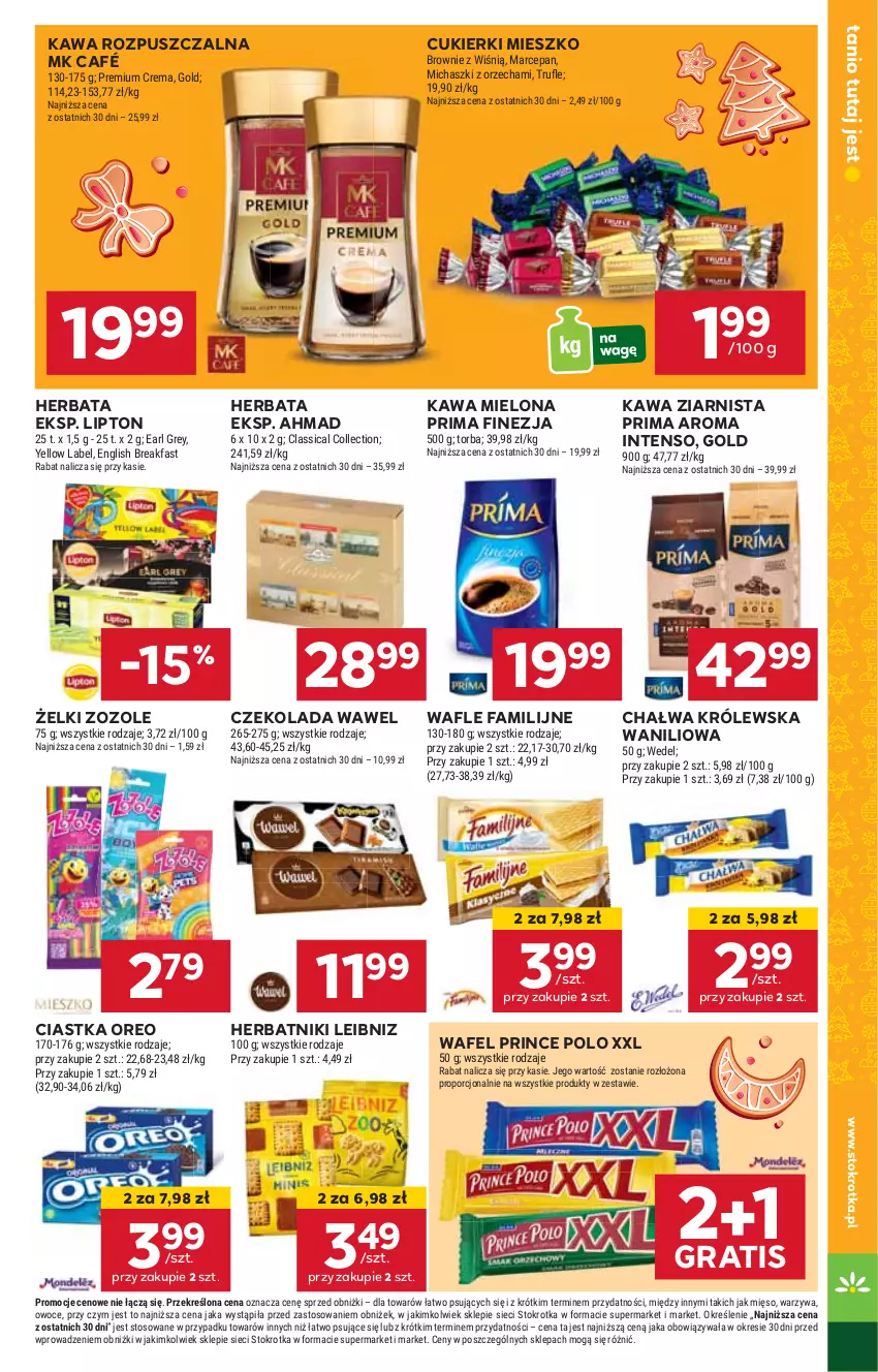 Gazetka promocyjna Stokrotka - Supermarket - ważna 28.11 do 04.12.2024 - strona 19 - produkty: Chałwa, Ciastka, Cukier, Cukierki, Czekolada, Fa, Gra, Herbata, Herbatniki, HP, Kawa, Kawa mielona, Kawa rozpuszczalna, Kawa ziarnista, Lipton, Oreo, Prima, Prince Polo, Wafle, Wawel