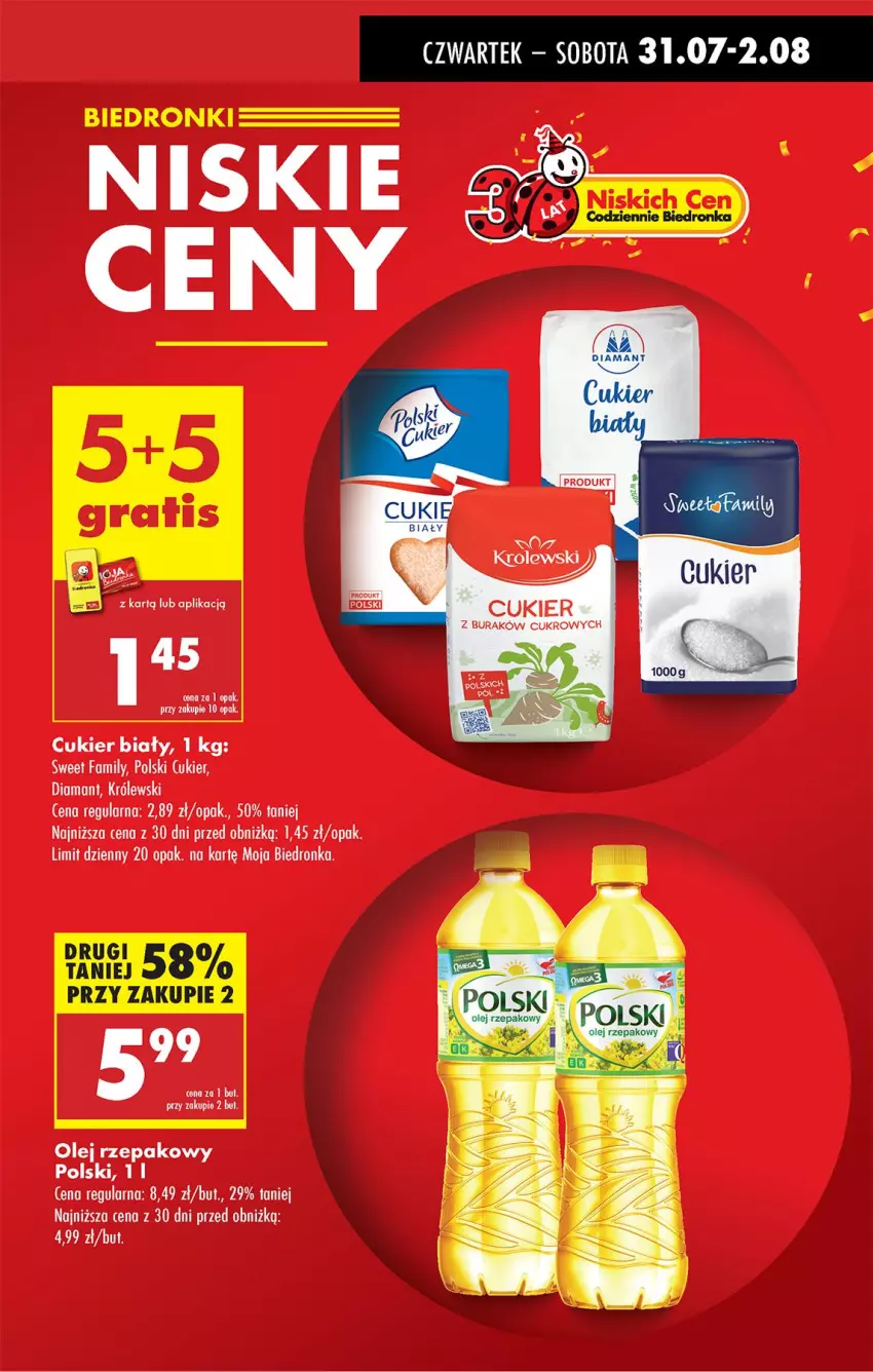 Gazetka promocyjna Biedronka - Od Czwartku - ważna 31.07 do 06.08.2025 - strona 13 - produkty: Cukier, Diamant, Fa, Królewski, Olej, Olej rzepakowy