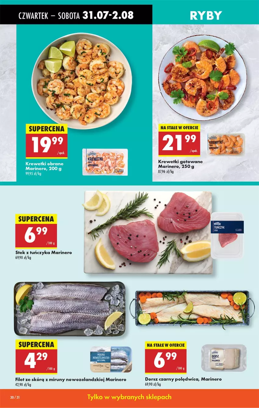 Gazetka promocyjna Biedronka - Od Czwartku - ważna 31.07 do 06.08.2025 - strona 40 - produkty: Dorsz, Krewetki, Polędwica, Stek, Tuńczyk