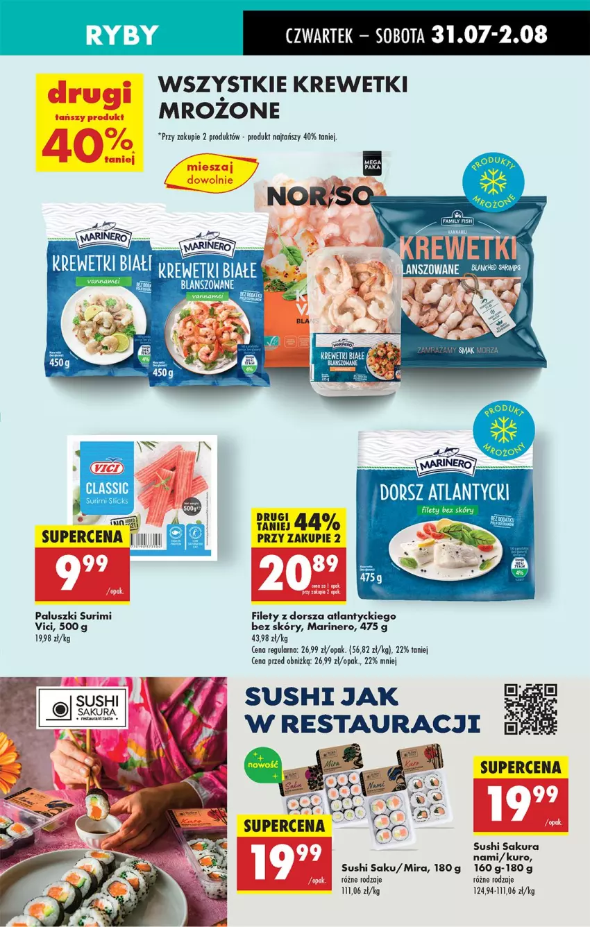 Gazetka promocyjna Biedronka - Od Czwartku - ważna 31.07 do 06.08.2025 - strona 41 - produkty: Dorsz, Fa, Krewetki, Orka, Surimi, Sushi