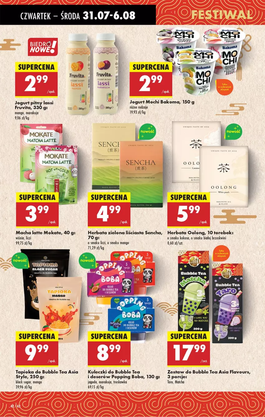 Gazetka promocyjna Biedronka - Od Czwartku - ważna 31.07 do 06.08.2025 - strona 56 - produkty: Bakoma, Deser, Herbata, Jogurt, Jogurt pitny, Kokos, Lack, Liczi, Mango, Por, Ser