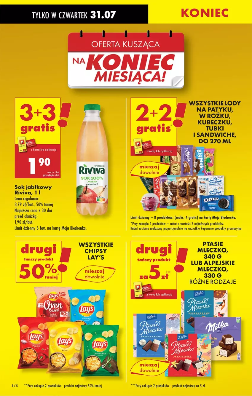 Gazetka promocyjna Biedronka - Od Czwartku - ważna 31.07 do 06.08.2025 - strona 6 - produkty: Chipsy, Gra, Lody, Mleczko, Por, Ptasie mleczko, Sok, Sok jabłkowy