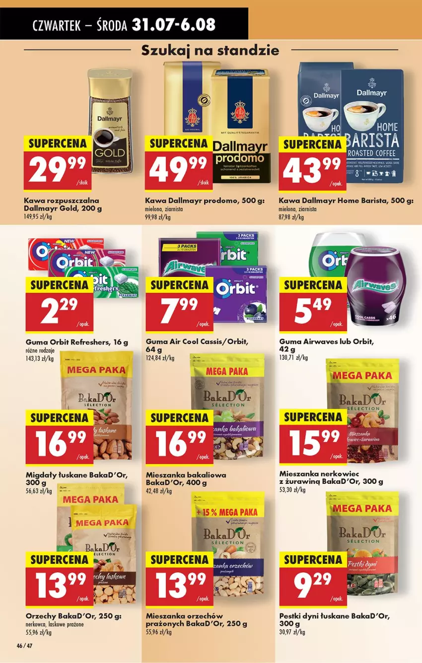 Gazetka promocyjna Biedronka - Od Czwartku - ważna 31.07 do 06.08.2025 - strona 60 - produkty: Dallmayr, Kawa, Kawa rozpuszczalna, Mieszanka bakaliowa, Mieszanka nerkowiec, Migdały, Migdały łuskane, Orbit, Pestki dyni